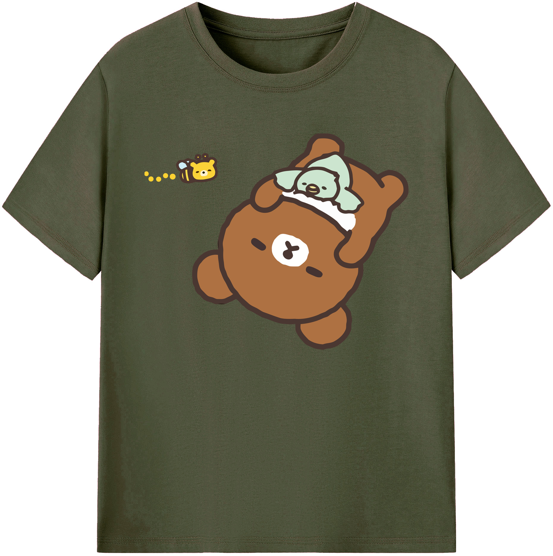 （画像用） リラックマ リラックマ キイロイトリ Rilakkuma Korilakkuma Kiiroitori 綿100％ メンズ半袖Tシャツ｜肌触りやわらか＆通気性